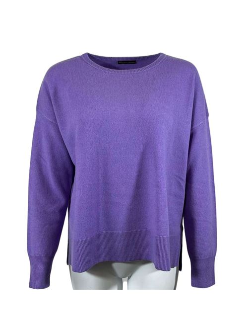 MAGLIA GIROCOLLO DONNA TAGLIO ASIMMETRICO SPACCHI LATERALI  VIOLA ESSENTIEL STUDIO | LMD036VIOLA